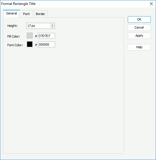 Format Rectangle Title dialog box - General