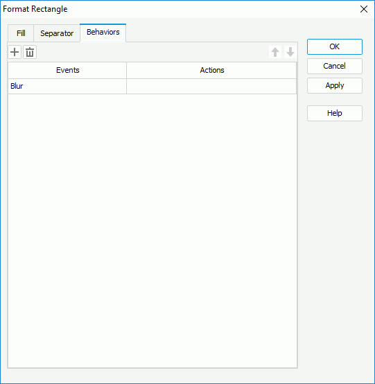 Format Rectangle dialog box for library component - Behaviors