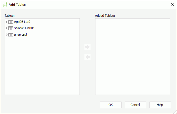 Add Tables dialog box