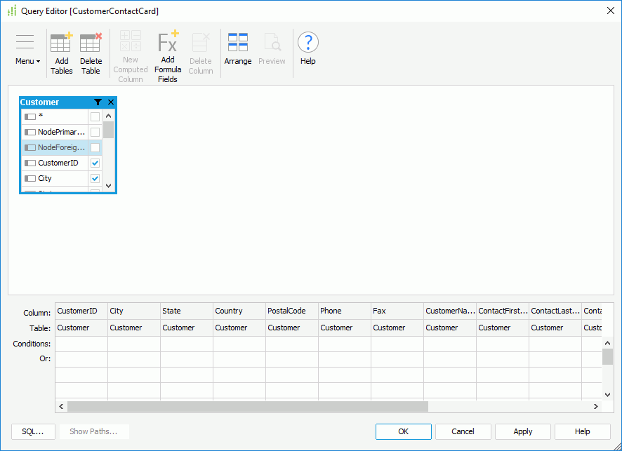 Select Columns in Table