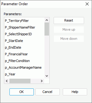 Parameter Order dialog box