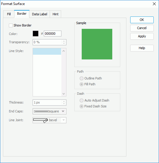 Format Surface dialog box - Border