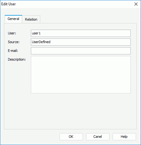 Edit User dialog box - General