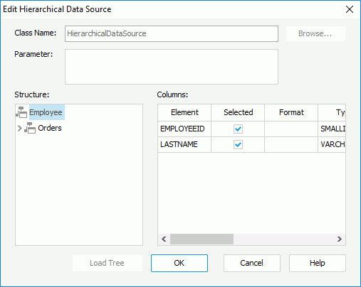 Edit Hierarchical Data Source dialog box for general HDS