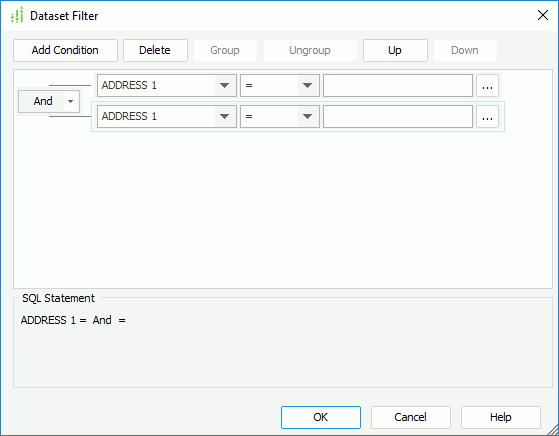 Dataset Filter dialog box