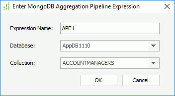 Enter MongoDB Aggregation Pipeline Expression dialog box