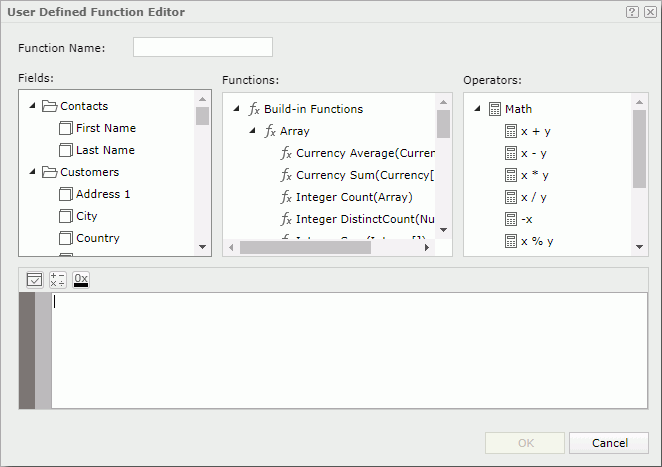 User Defined Function Editor