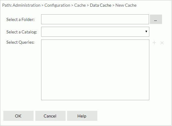New Cache dialog - Select Data Resource