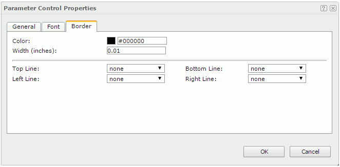 Parameter Control Properties dialog - Border tab