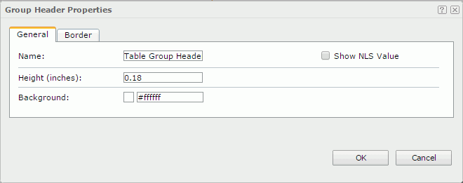 Group Header Properties dialog - General tab
