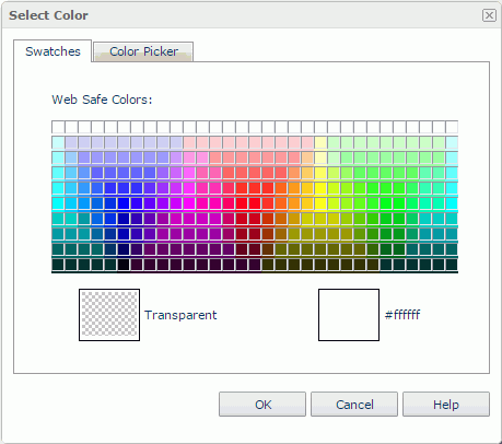 Search Color dialog - Swatches tab