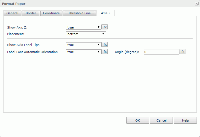 Format Paper dialog - Axis Z tab