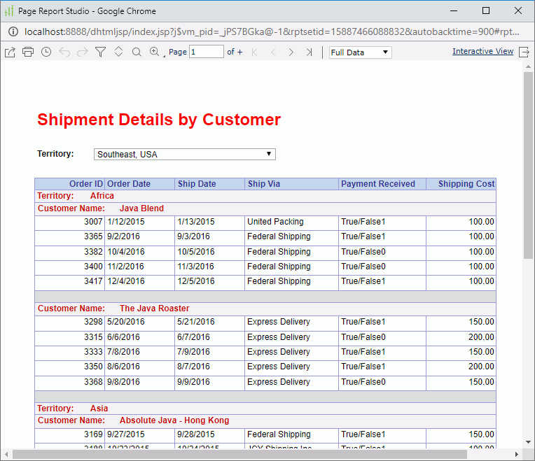 Shipment Report