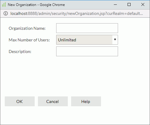 New Organization dialog