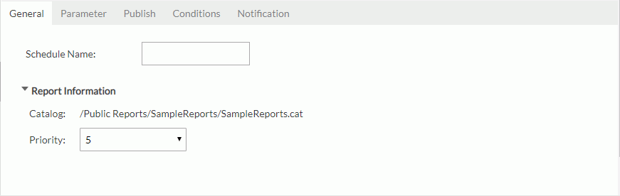Schedule dialog - General Tab for Multiple Reports