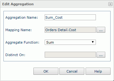 Edit Aggregation dialog