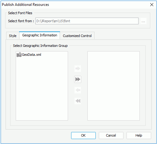 Publish Additional Resources dialog - Geographic Information
