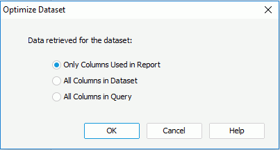 Optimize Dataset dialog