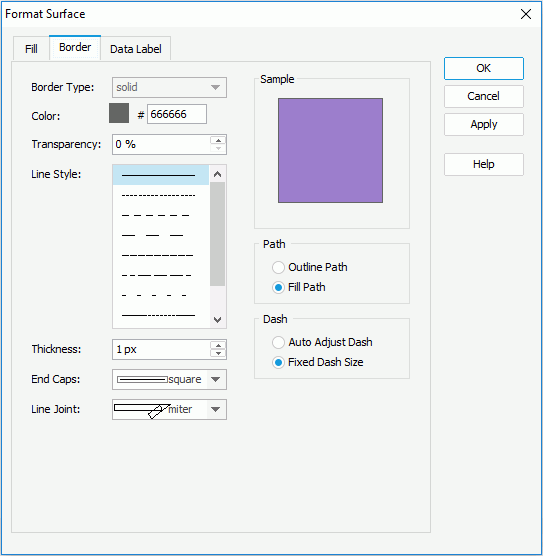 Format Surface dialog - Border