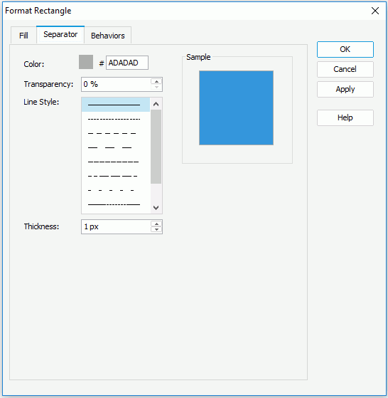 Format Rectangle dialog for Library Component - Separator