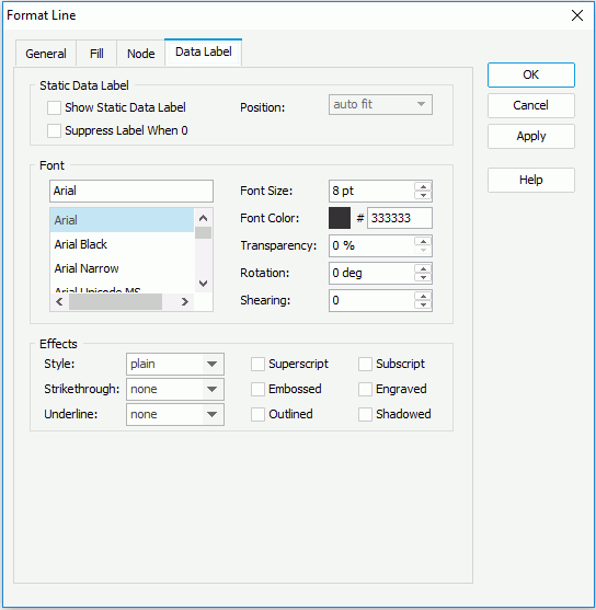 Format Line dialog for Page Report - Data Label