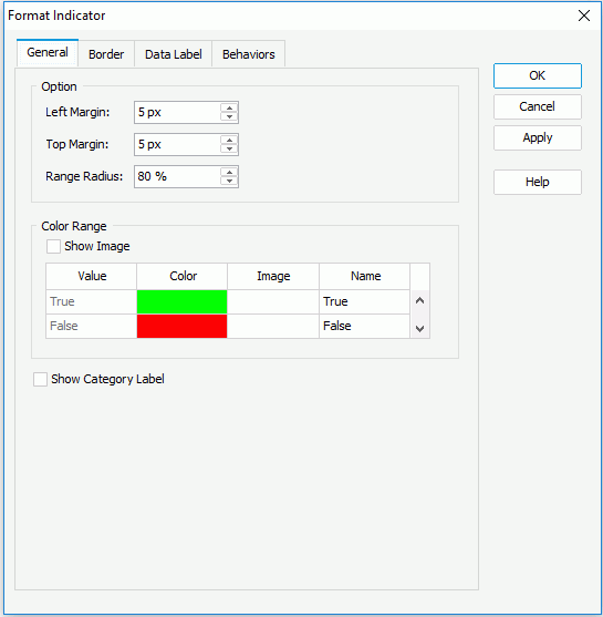 Format Indicator dialog for Library Component - General - Boolean