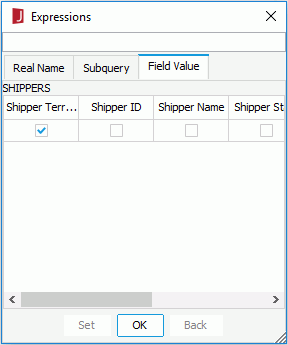 Expressions dialog - Field Value