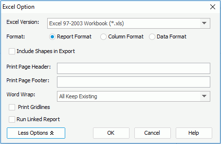 Excel Option dialog