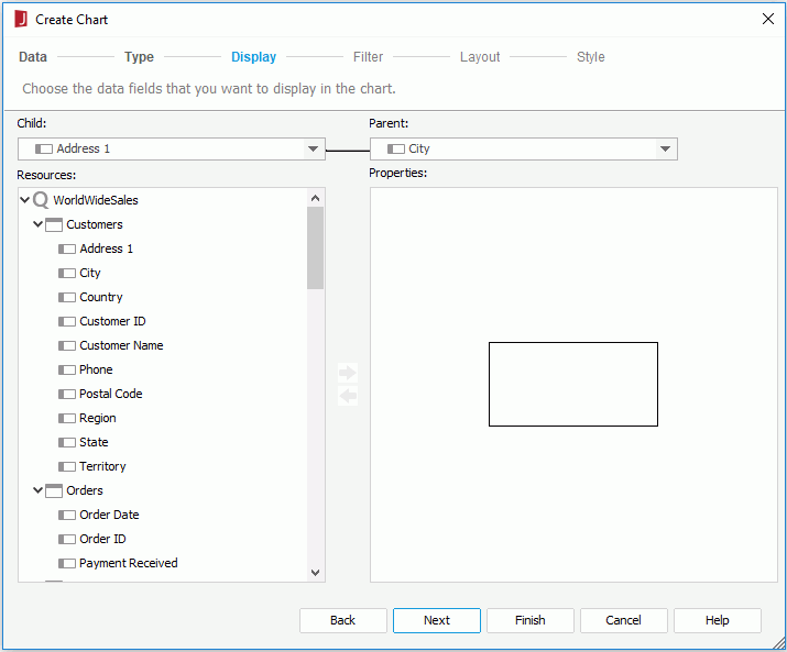 Create Chart wizard based on query - Display screen for orgnization chart
