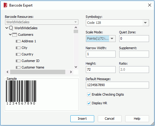 Barcode Expert dialog