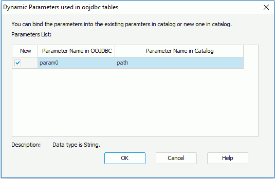 Dynamic Parameter used in oojdbc tables dialog