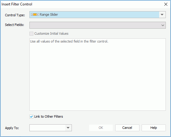 Insert Filter Control dialog - Range Slider