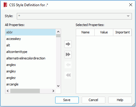CSS Style Definition dialog