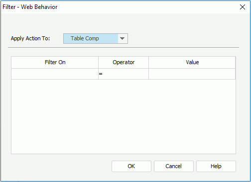 Filter - Web Behavior dialog