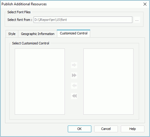 Publish Additional Resources dialog - Customized Control