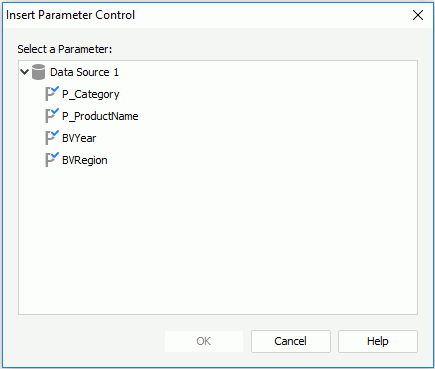 Insert Parameter Control dialog