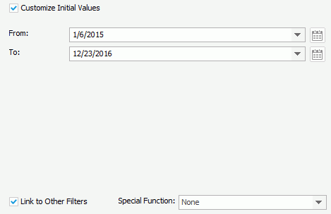 Edit Filter Control dialog - Customize Initial Values for Range Slider
