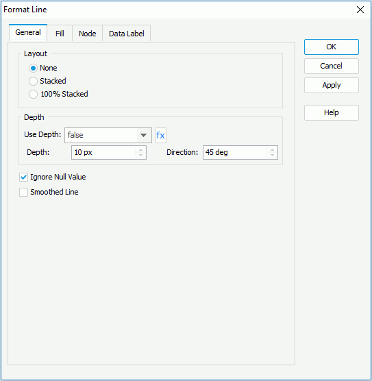 Format Line dialog for Page Report - General 2-D