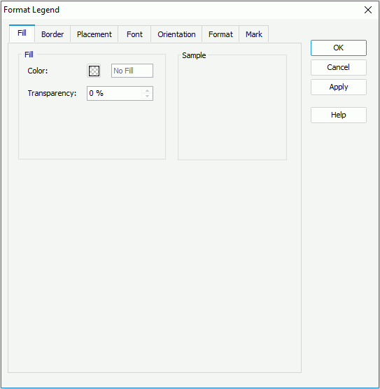 Format Legend dialog for Page Report - Fill