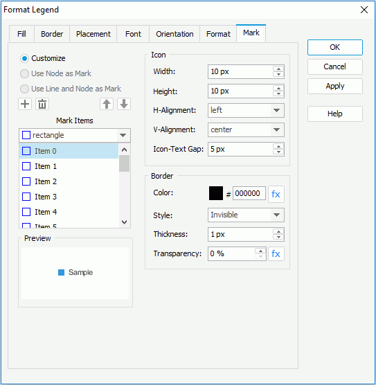 Format Legend dialog for Page Report - Mark