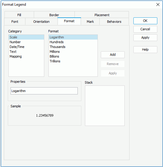 Format Legend dialog for Library Component - Format