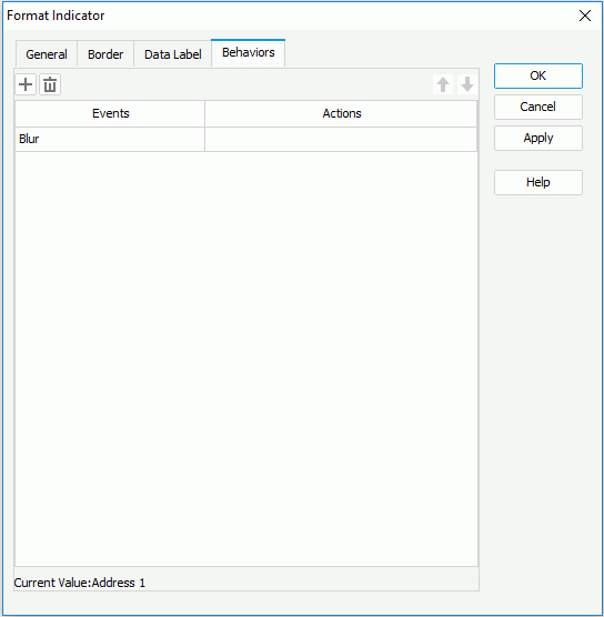 Format Indicator dialog for Library Component - Behaviors