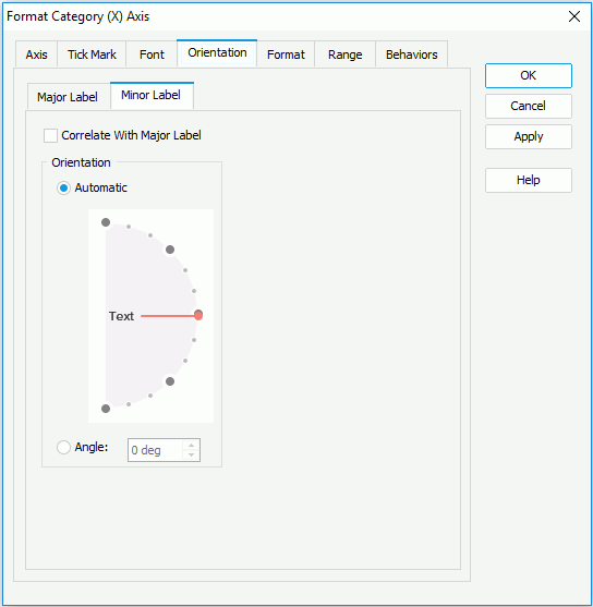 Format Category (X) Axis for Library Component - Orientation - Minnor Label