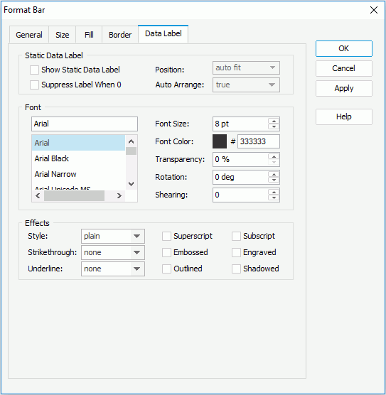 Format Bar for Page Report - Data Label