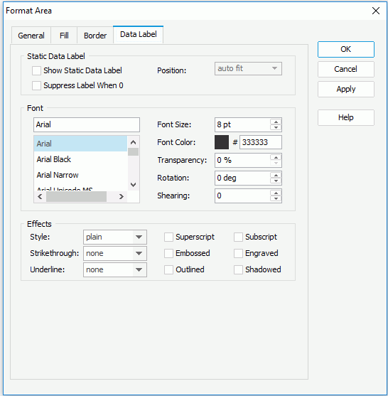Format Area for Page Report - Data Label