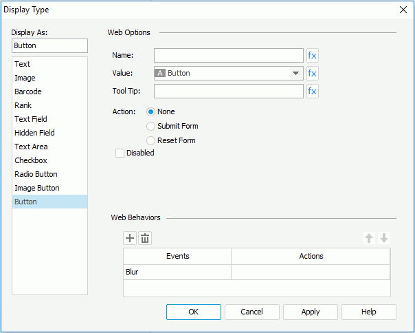 Display Type dialog - Button