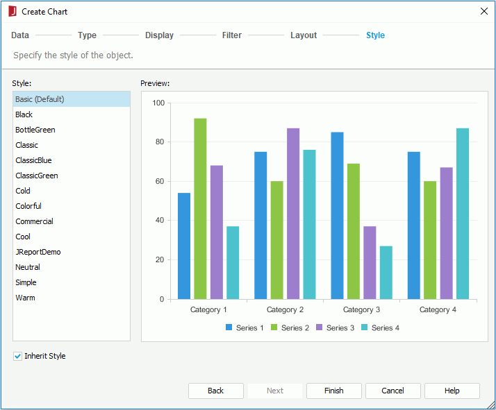 Create Chart wizard based on query - Style screen