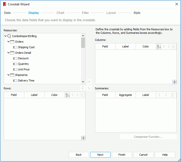 Crosstab Wizard for Page Report - Display