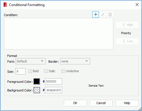 Conditional Formatting dialog for a field