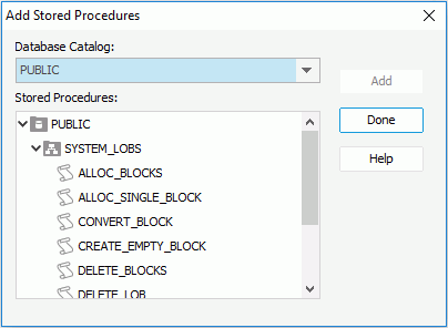 Add Stored Procedures dialog